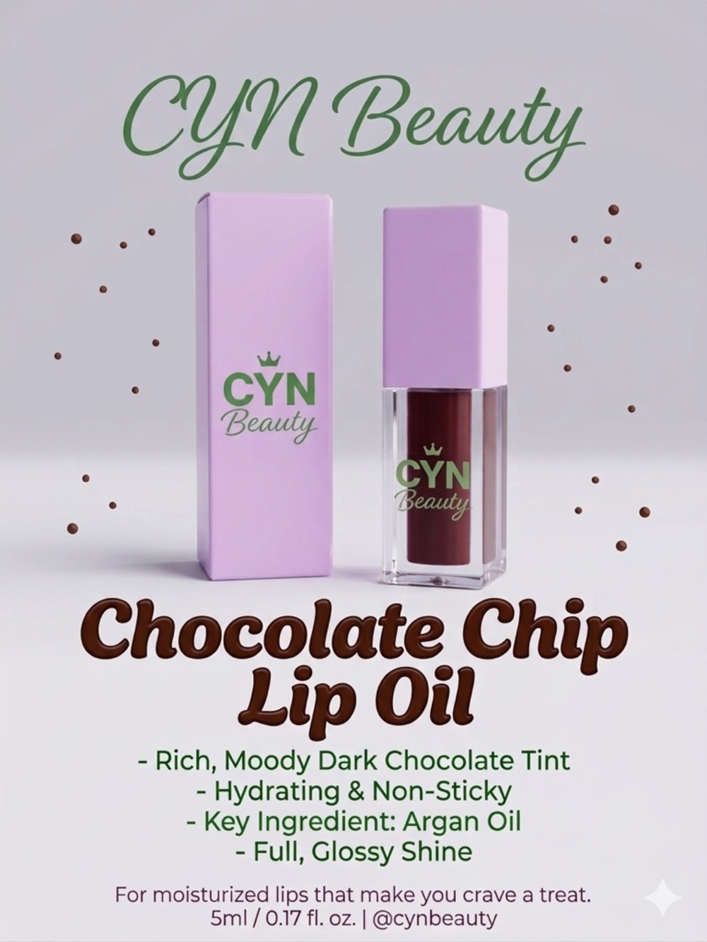 Chocolate Chip Lip Oil — Moody Dark Chocolate